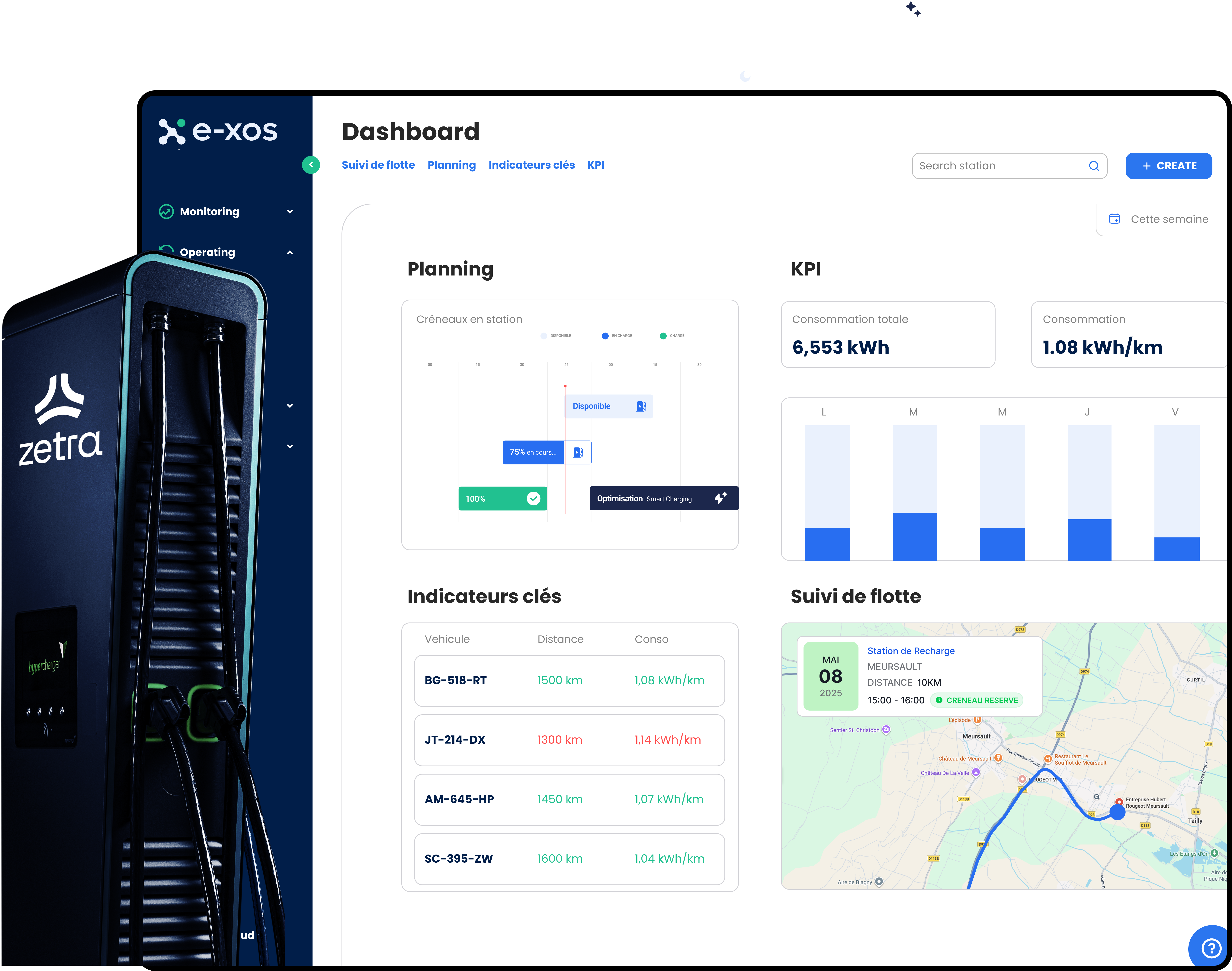 Dashboard E-XOS — Planning, KPI et suivi de flotte